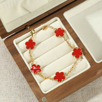 Calenvi™ Elegant Five-Petal Bracelet – 18K Gold Plated