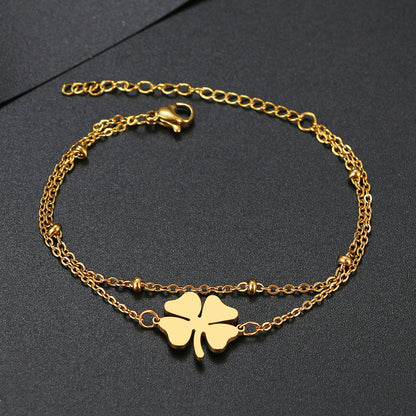 Calenvi Stainless Steel Lucky Clover Bracelet