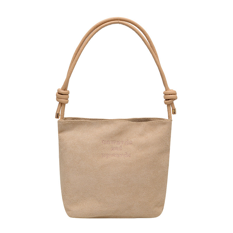 Calenvi Urban Minimalist Suede Bucket Shoulder Bag