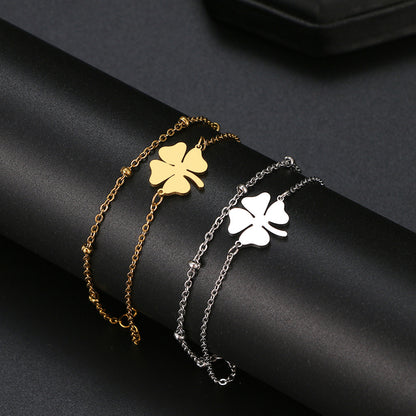 Calenvi Stainless Steel Lucky Clover Bracelet