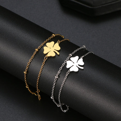 Calenvi Stainless Steel Lucky Clover Bracelet