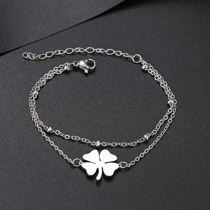 Calenvi Stainless Steel Lucky Clover Bracelet