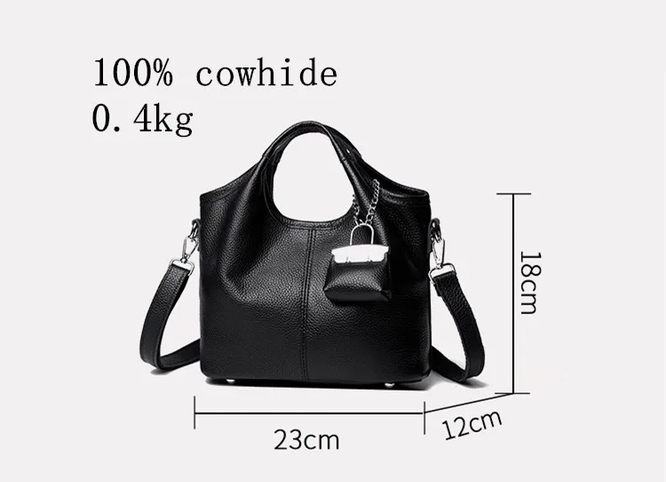 Women’s Cowhide Leather Shoulder Bag with Crossbody Strap