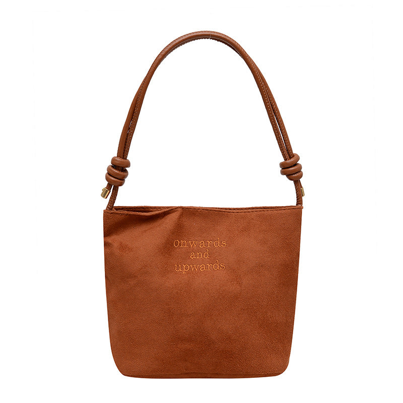 Calenvi Urban Minimalist Suede Bucket Shoulder Bag