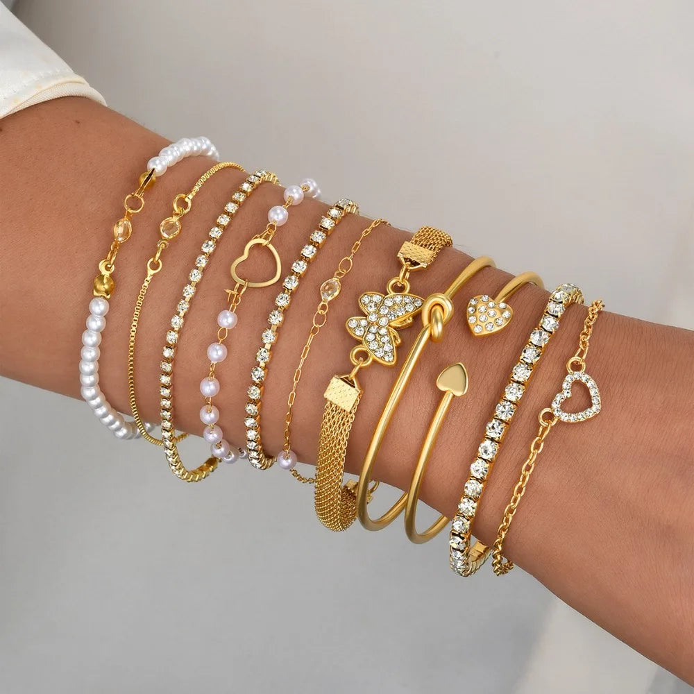 Butterfly Heart-Shaped Bracelet Set 0