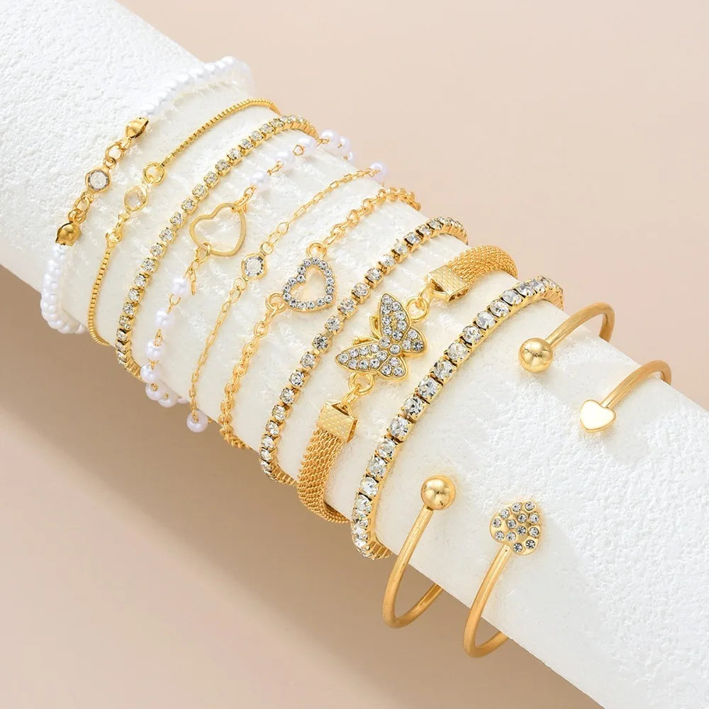 Butterfly Heart-Shaped Bracelet Set 1