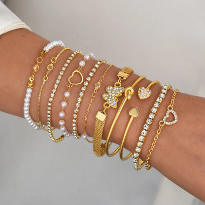 Butterfly Heart-Shaped Bracelet Set 6