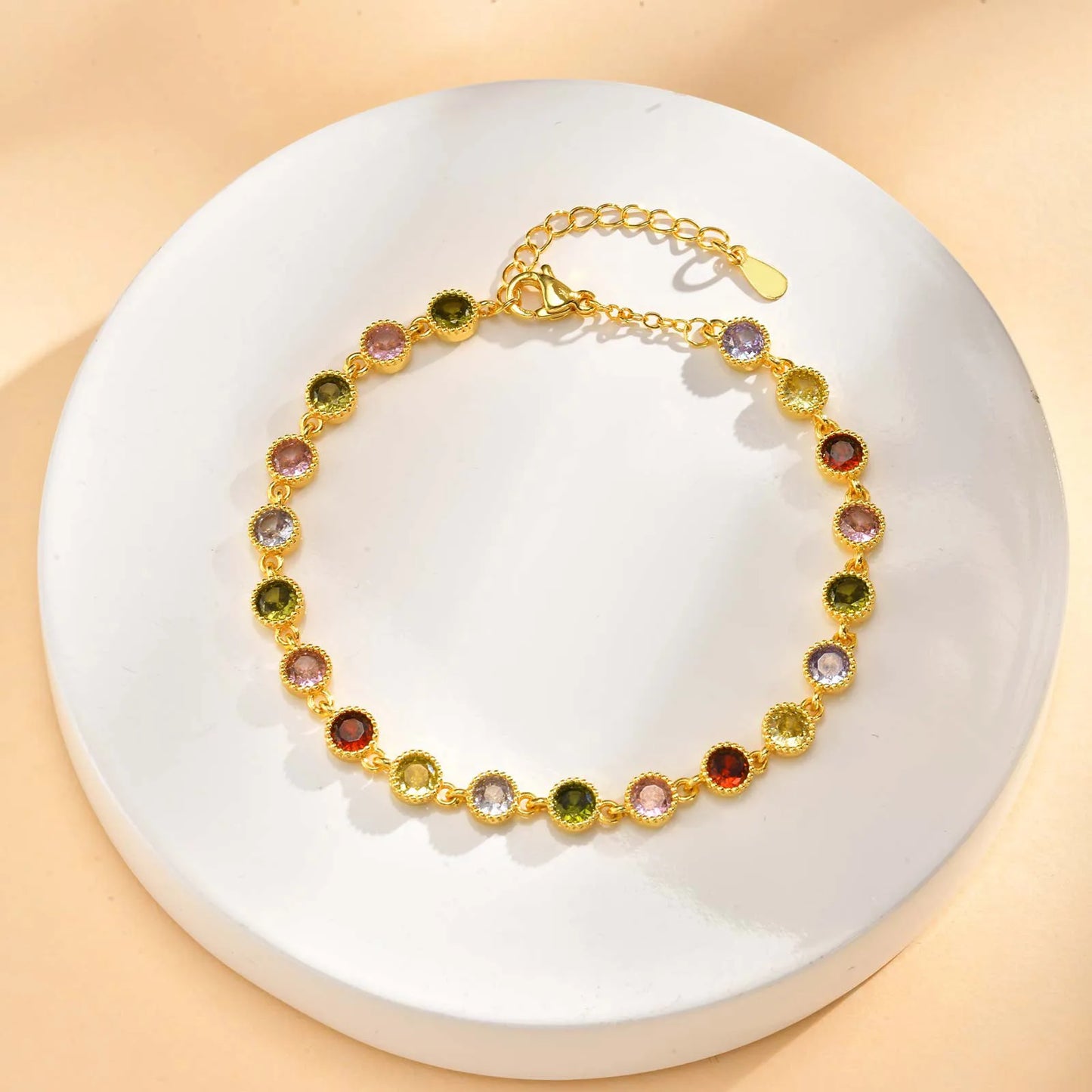 Colorful CZ Stone Beads Bracelet 1