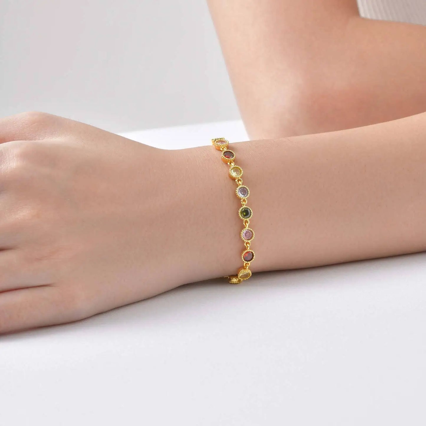 Colorful CZ Stone Beads Bracelet 2