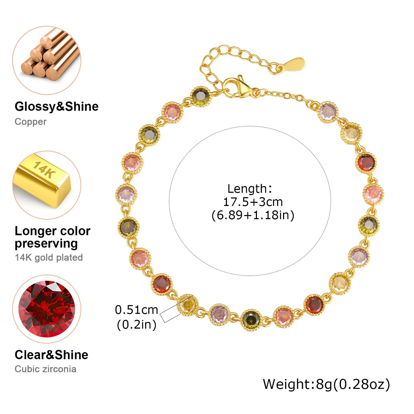 Colorful CZ Stone Beads Bracelet 4