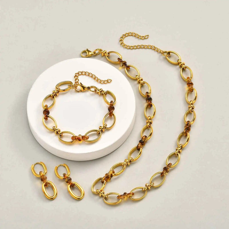 Double Oval Chain Link Drop Earrings 0