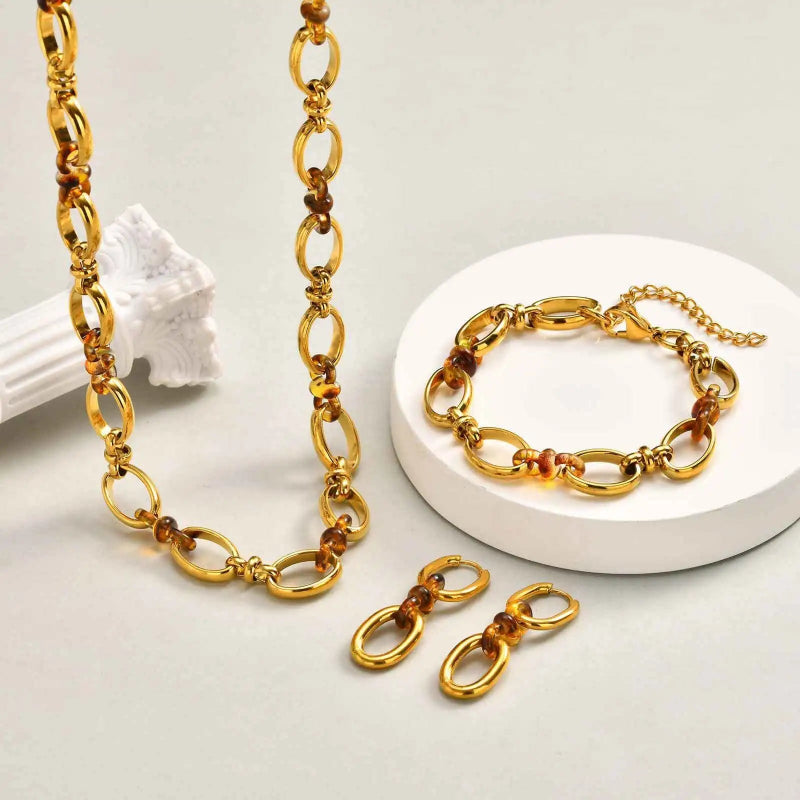 Double Oval Chain Link Drop Earrings 4