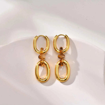 Double Oval Chain Link Drop Earrings 5