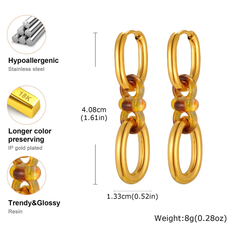 Double Oval Chain Link Drop Earrings 6