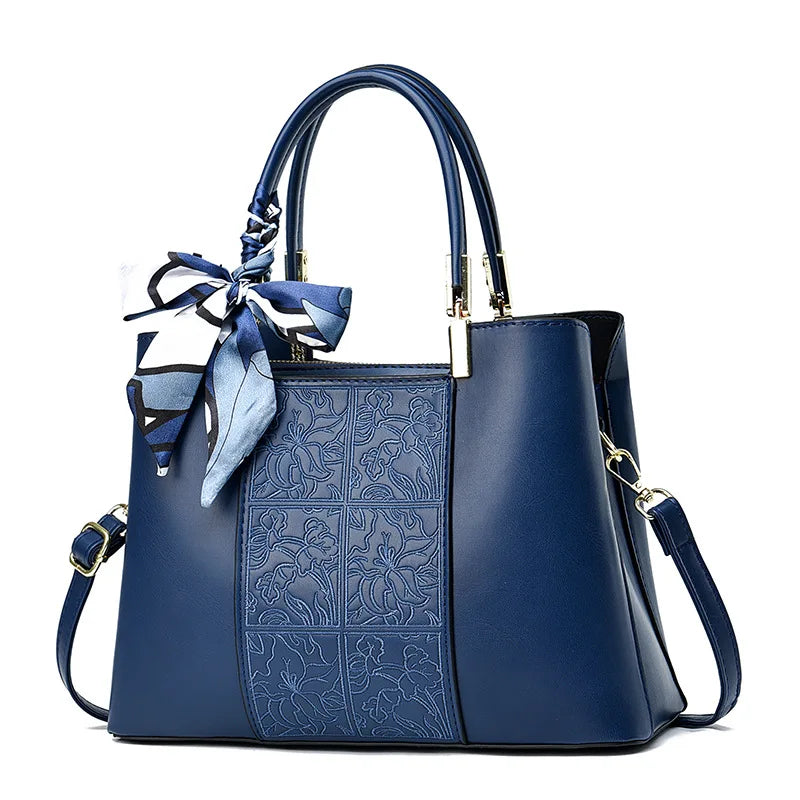 Embroidered Vegan Leather Tote Bag 1