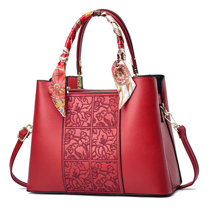 Embroidered Vegan Leather Tote Bag 2