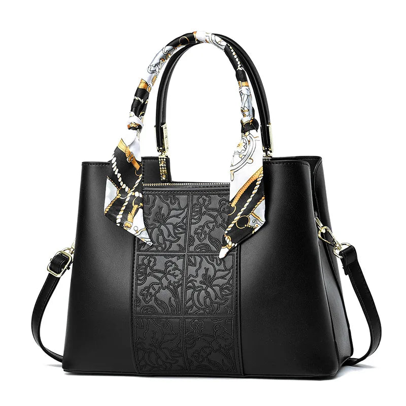 Embroidered Vegan Leather Tote Bag 3