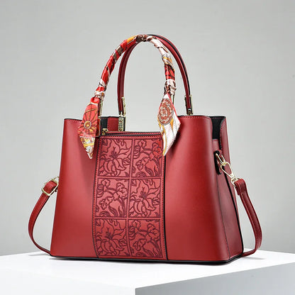 Embroidered Vegan Leather Tote Bag 5