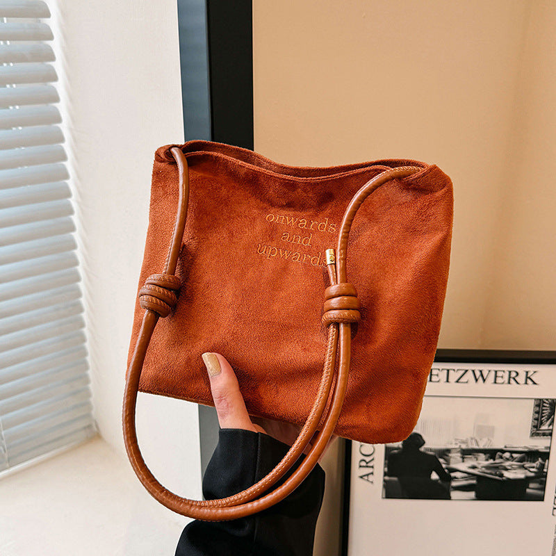 Calenvi Urban Minimalist Suede Bucket Shoulder Bag
