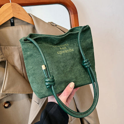 Calenvi Urban Minimalist Suede Bucket Shoulder Bag