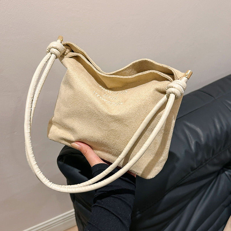 Calenvi Urban Minimalist Suede Bucket Shoulder Bag