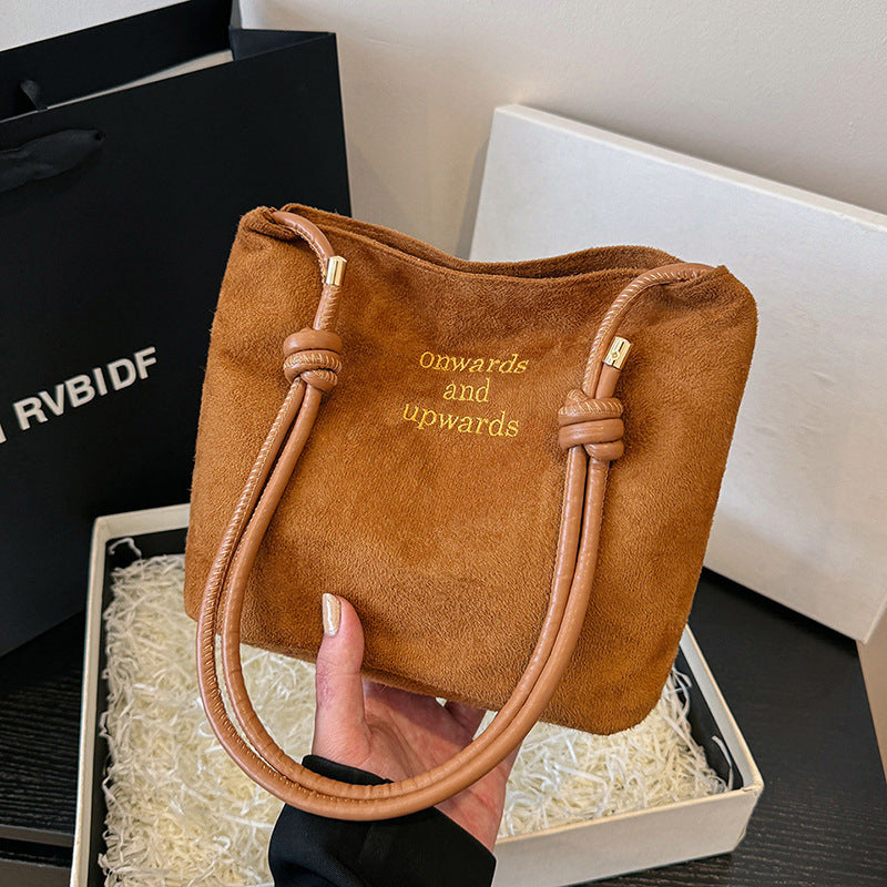 Calenvi Urban Minimalist Suede Bucket Shoulder Bag