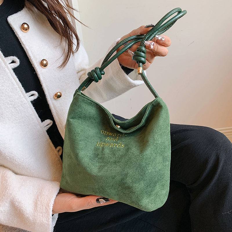 Calenvi Urban Minimalist Suede Bucket Shoulder Bag