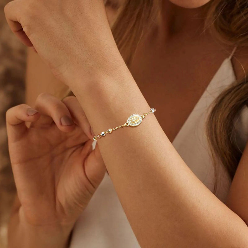 Rosary Bead Stainless Steel Bracelet 1