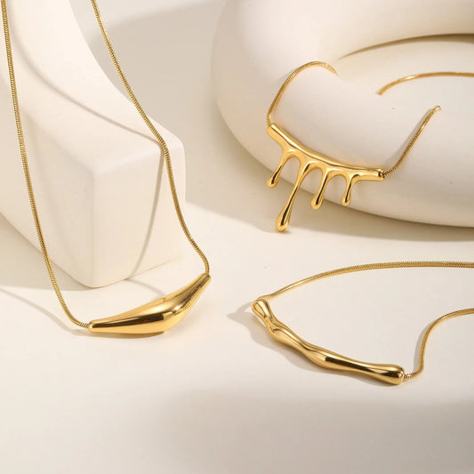 Sculpted Stainless Steel Pendant Necklace 0