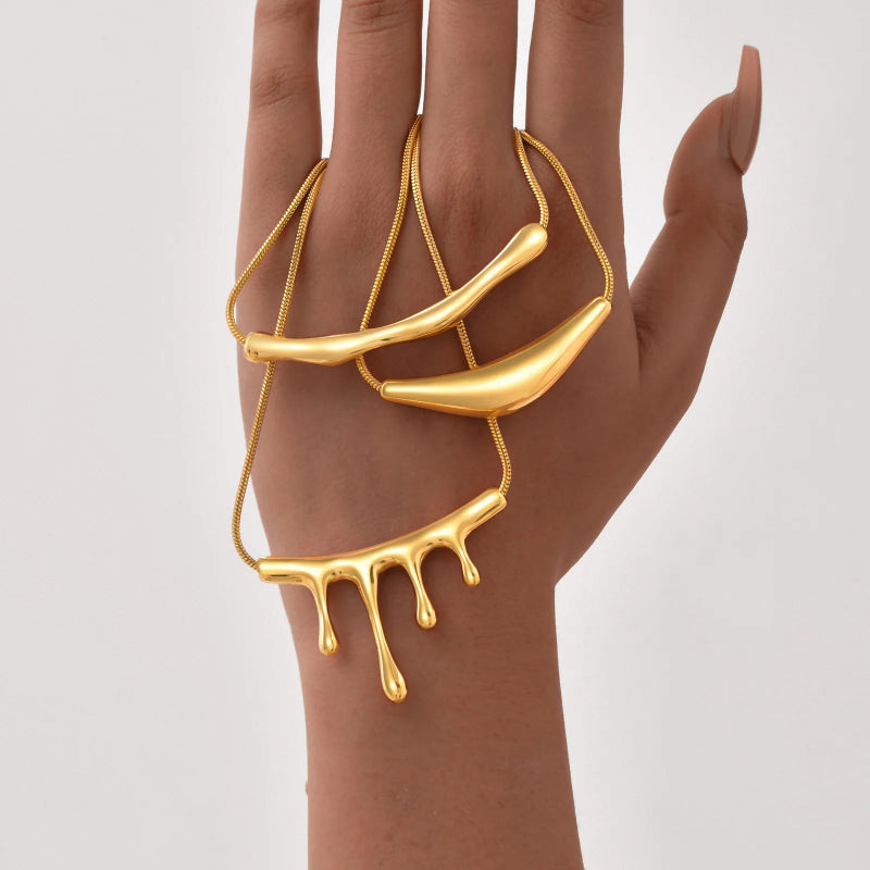 Sculpted Stainless Steel Pendant Necklace 2