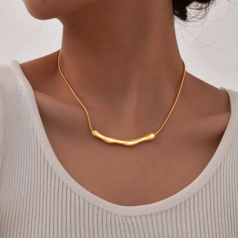 Sculpted Stainless Steel Pendant Necklace 3