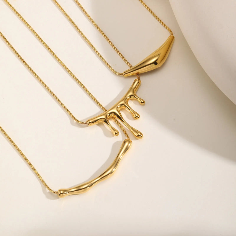 Sculpted Stainless Steel Pendant Necklace 5