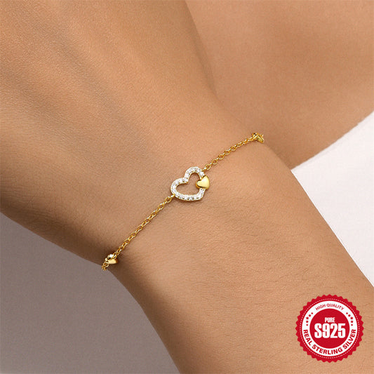 Calenvi™ 925 Silver Heart Bracelet – Minimalist & Elegant