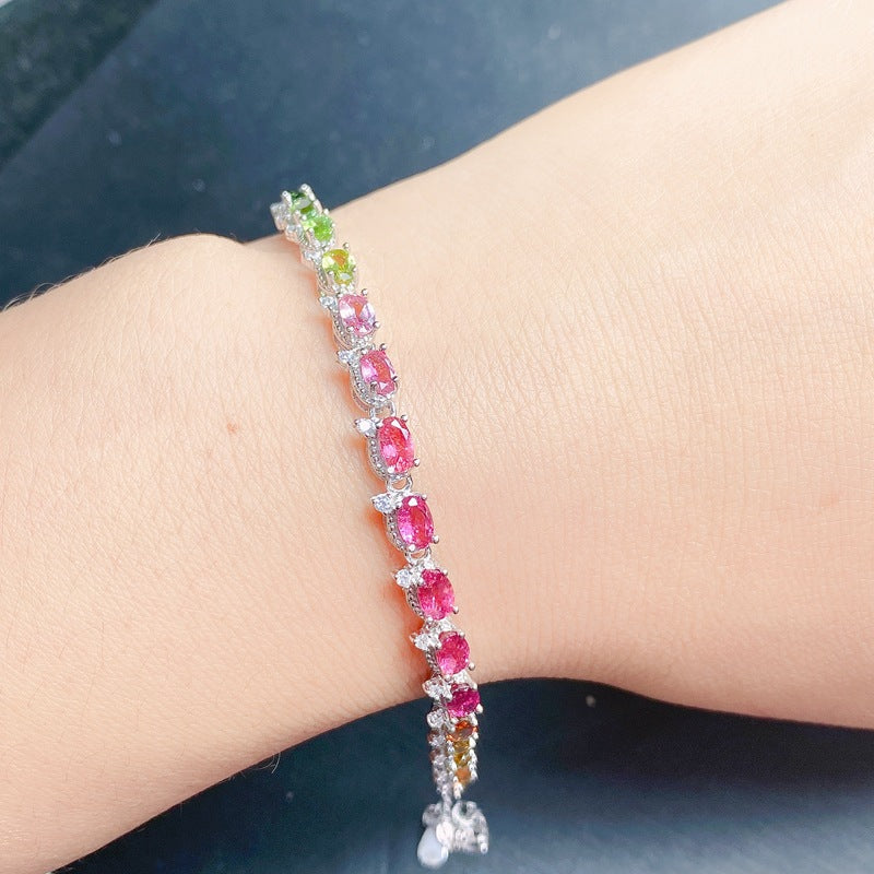 Calenvi™ Natural Tourmaline Bracelet – 925 Silver