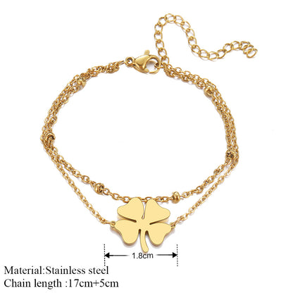 Calenvi Stainless Steel Lucky Clover Bracelet