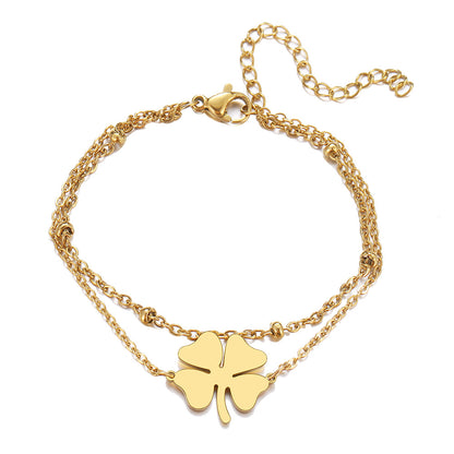 Calenvi Stainless Steel Lucky Clover Bracelet