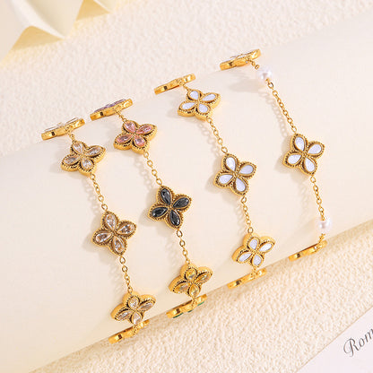 Calenvi Zircon Lucky Clover Bracelet
