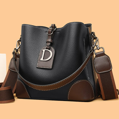 Calenvi Retro Leather Bucket Crossbody Bag