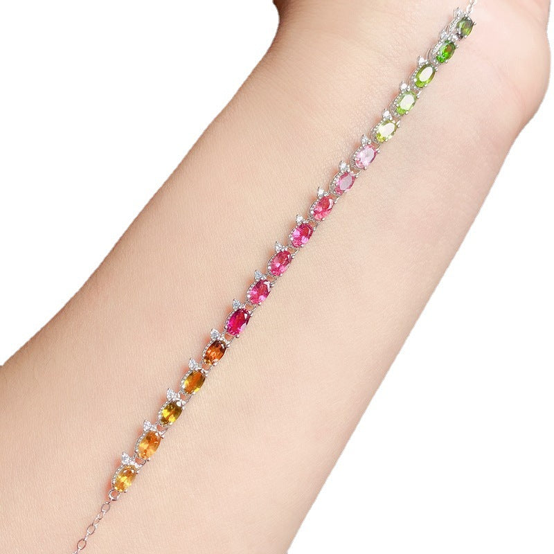 Calenvi™ Natural Tourmaline Bracelet – 925 Silver