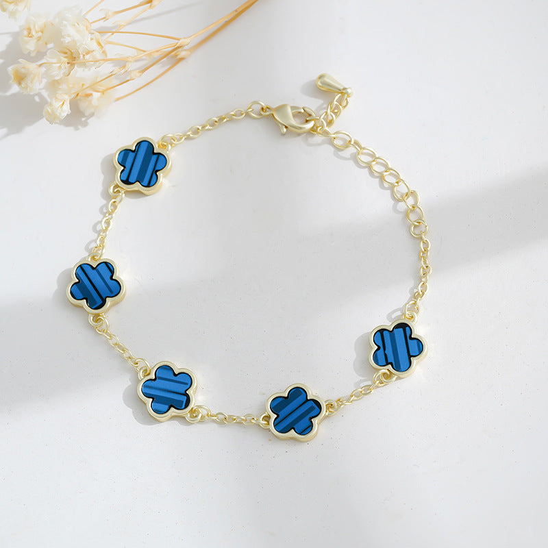 Calenvi™ Five-Petal Flower Bracelet – 18K Gold Plated