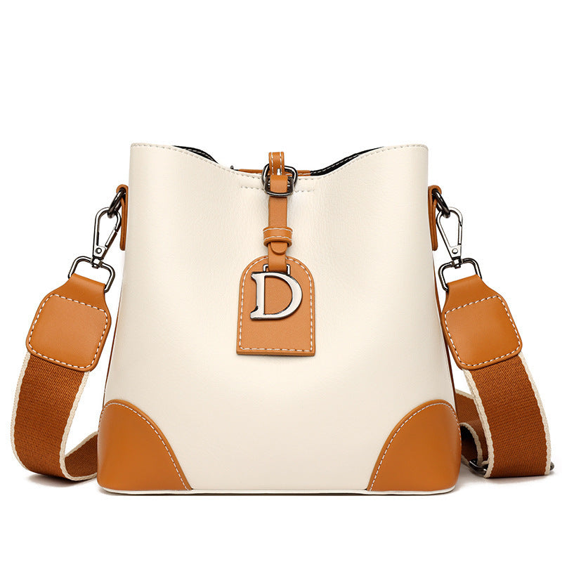 Calenvi Retro Leather Bucket Crossbody Bag