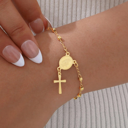 Rosary Bead Stainless Steel Bracelet