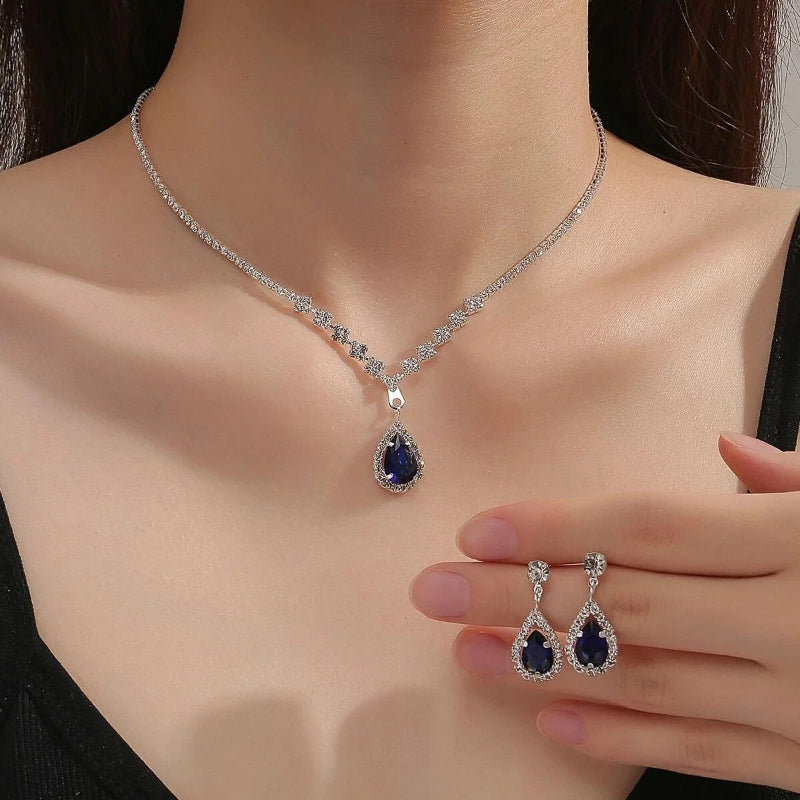 Elegant Teardrop Necklace and Earring Set for Women