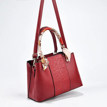Embroidered Vegan Leather Tote Bag