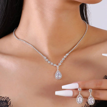 Elegant Teardrop Necklace and Earring Set for Women