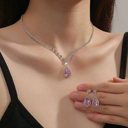 Elegant Teardrop Necklace and Earring Set for Women
