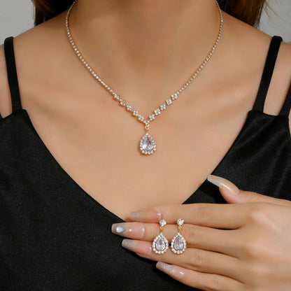 Elegant Teardrop Necklace and Earring Set for Women
