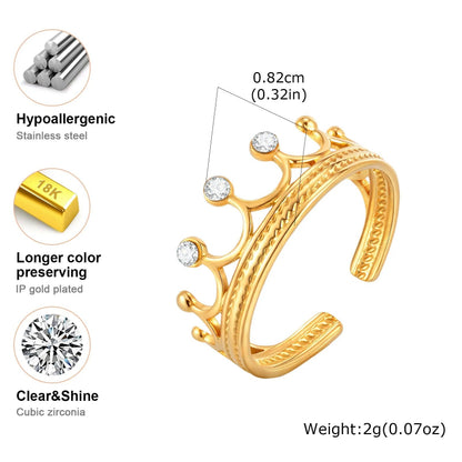 Calenvi Royal Crown Adjustable Rings