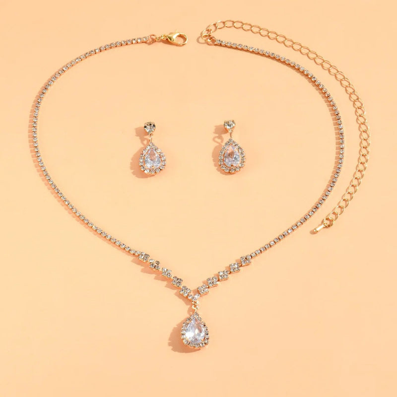 Elegant Teardrop Necklace and Earring Set for Women